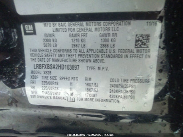 2017 Buick Envision, VIN: LRBFXBSA2HD103897