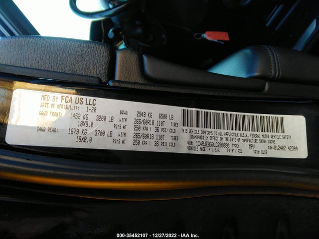 2020 JEEP GRAND CHEROKEE LIMITED VIN: 1C4RJEBG0LC280890
