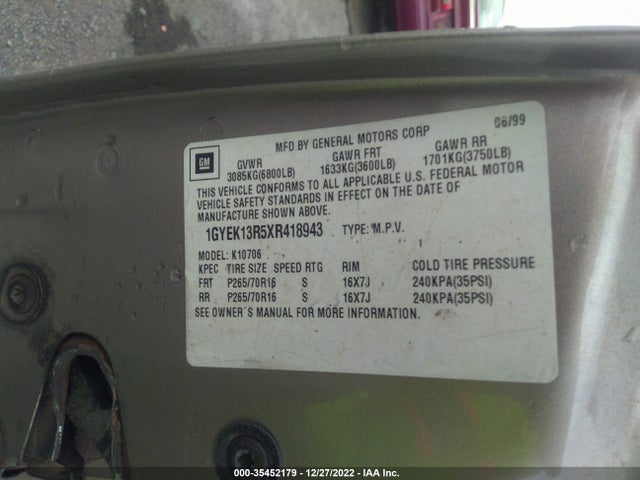 Cadillac Escalade 1999 1GYEK13R5XR418943 Image 10