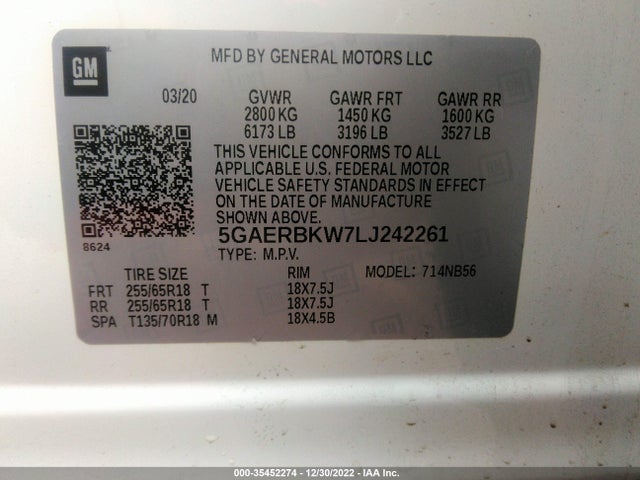 2020 Buick Enclave, VIN: 5GAERBKW7LJ242261