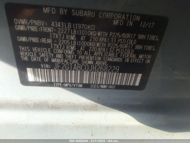 JF2GTABC0JH268229 Subaru Crosstrek Premium