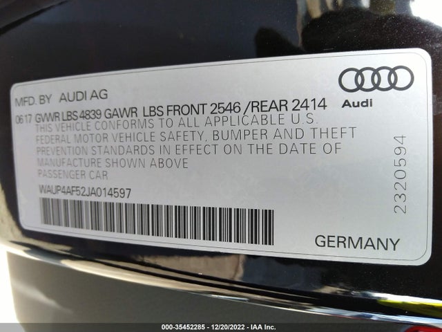 2018 Audi S5, VIN: WAUP4AF52JA014597