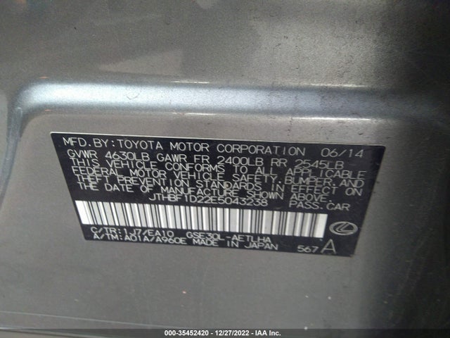 JTHBF1D22E5043238 Lexus IS 250