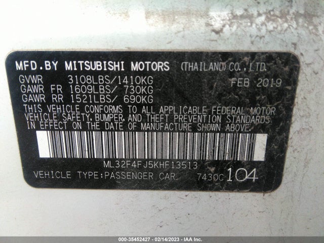 Mitsubishi Mirage G4 Se 2019 ML32F4FJ5KHF13513 Image 9