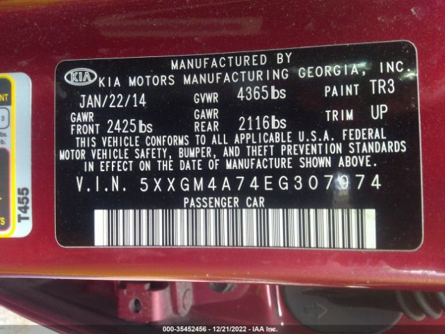 5XXGM4A74EG307974 KIA Optima Lx