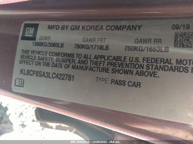 2020 Chevrolet Spark, VIN: KL8CF6SA3LC422781