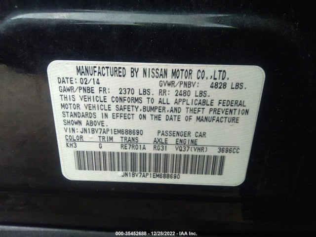 2014 INFINITI Q50 SPORT VIN: JN1BV7AP1EM688690