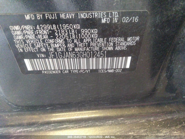 Subaru Impreza Sedan Limited 2016 JF1GJAN63GH012451 Image 10