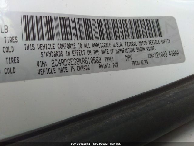 2C4RDGEG8KR610599 Dodge Grand Caravan Gt