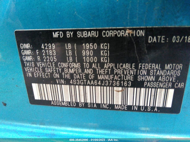 Subaru Impreza 2018 4S3GTAA64J3736163 Image 11