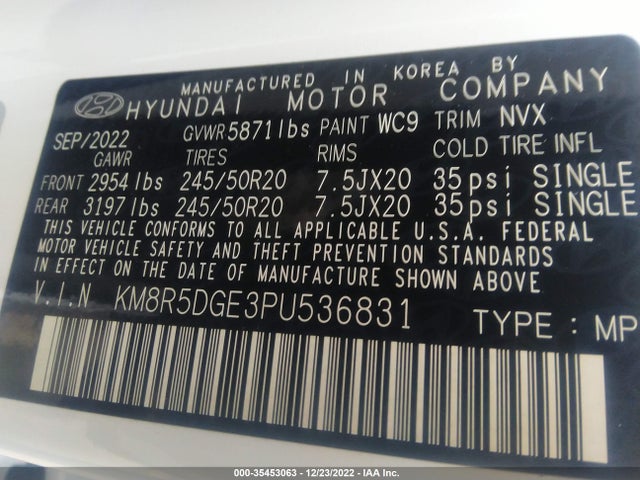 2023 Hyundai Palisade, VIN: KM8R5DGE3PU536831