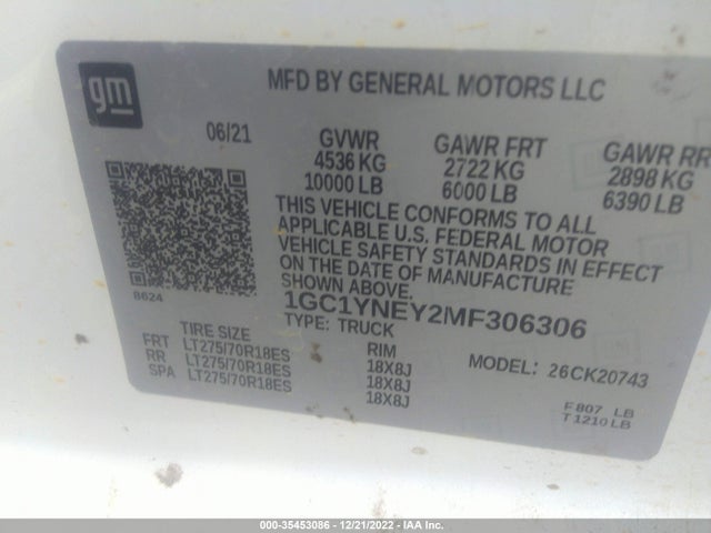 Chevrolet Silverado 2500hd Lt 2021 1GC1YNEY2MF306306 Image 9