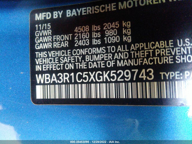 2016 BMW 4 Series, VIN: WBA3R1C5XGK529743