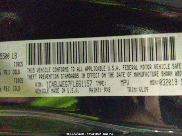 1C4BJWEG7FL661157 Jeep Wrangler Unlimited Altitude