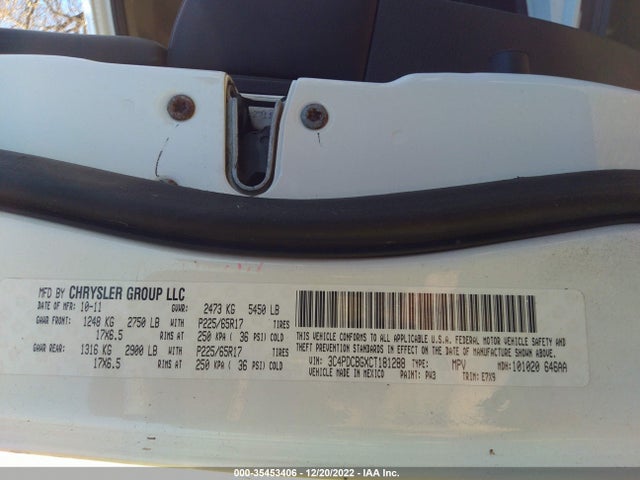 2012 DODGE JOURNEY SXT VIN: 3C4PDCBGXCT181288