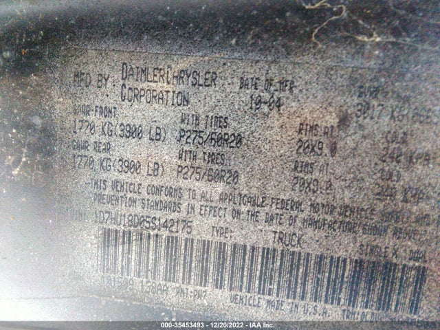 Dodge Ram 1500 Slt 2005 1D7HU18D05S142175 Image 10