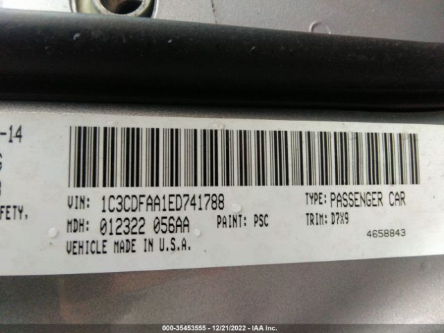1C3CDFAA1ED741788 Dodge DART SE