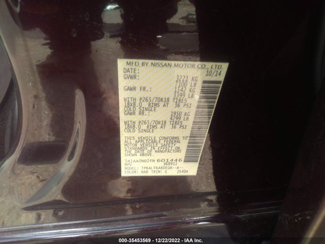 2015 Nissan Armada, VIN: 5N1AA0ND2FN601446