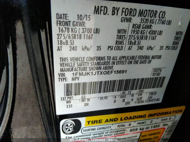 1FMJK1JTXGEF15691 Ford Expedition El Xlt/king Ranch