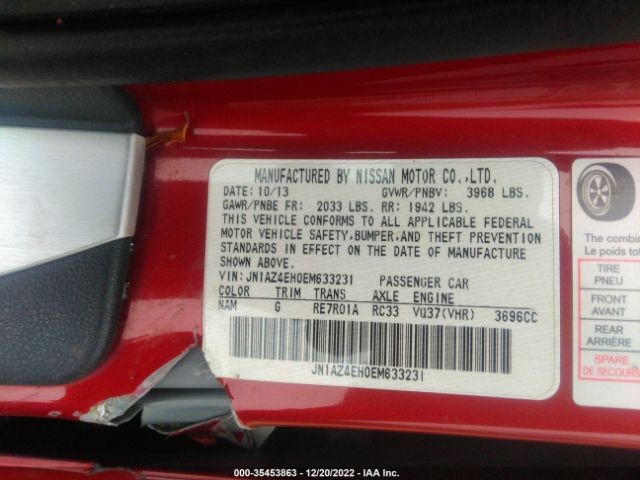 JN1AZ4EH0EM633231 Nissan 370z Touring
