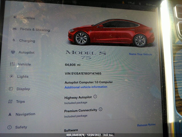 Tesla MODEL S 2016 5YJSA1E18GF147465 Image 8