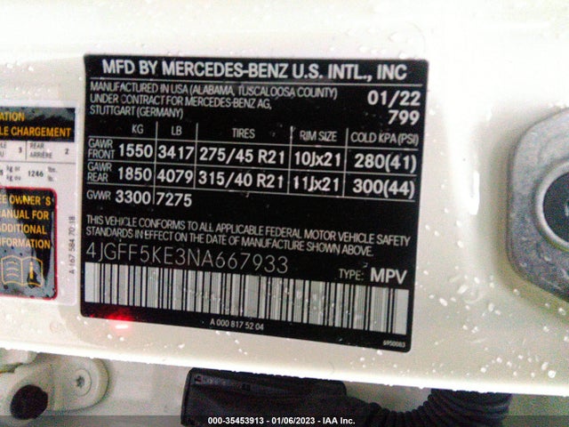 2022 Mercedes-Benz GLS-Class, VIN: 4JGFF5KE3NA667933