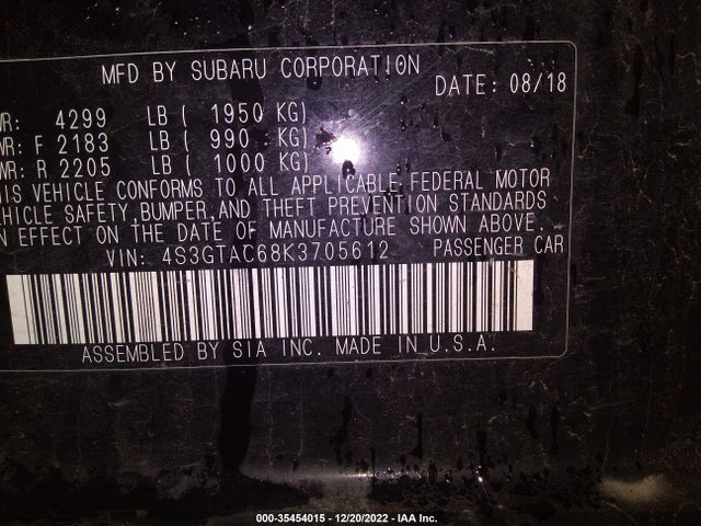 4S3GTAC68K3705612 Subaru Impreza Premium