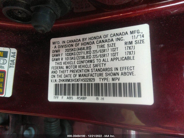 Honda CR-V EX 2015 2HKRM3H5XFH502829 Image 9