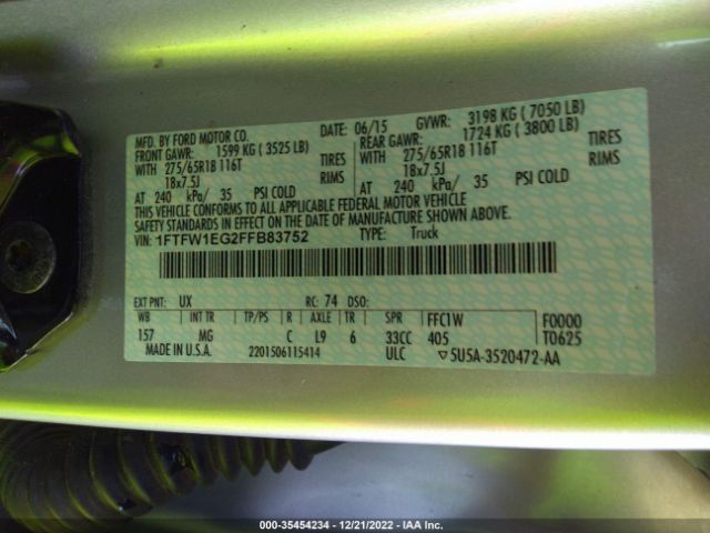 1FTFW1EG2FFB83752 Ford F-150 Xlt