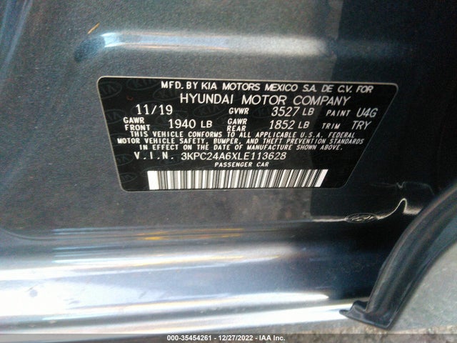 2020 HYUNDAI ACCENT SE VIN: 3KPC24A6XLE113628