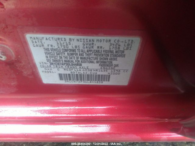 3N1CN7AP3GL844858 Nissan Versa S Plus