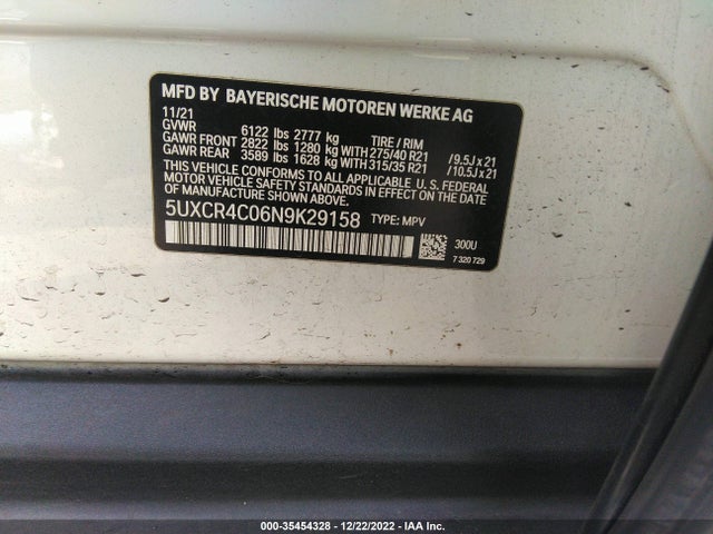 2022 BMW X5, VIN: 5UXCR4C06N9K29158
