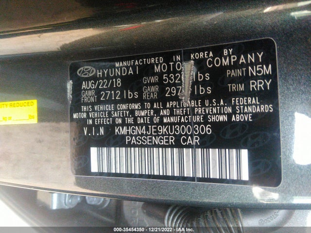 2019 Genesis G80, VIN: KMHGN4JE9KU300306