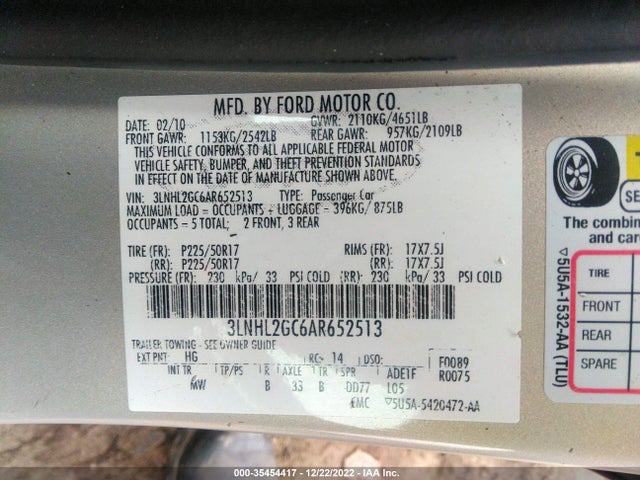 Lincoln MKZ 2010 3LNHL2GC6AR652513 Image 11