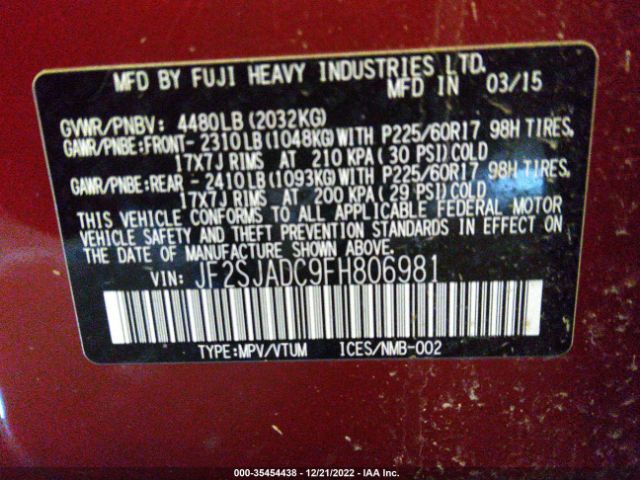JF2SJADC9FH806981 Subaru Forester 2.5i Premium