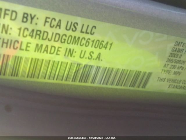 1C4RDJDG0MC610641 Dodge Durango Gt Plus