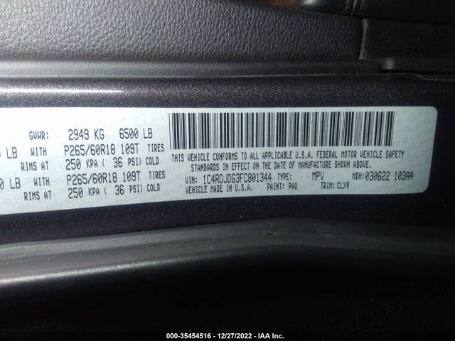 2015 Dodge Durango, VIN: 1C4RDJDG3FC801344