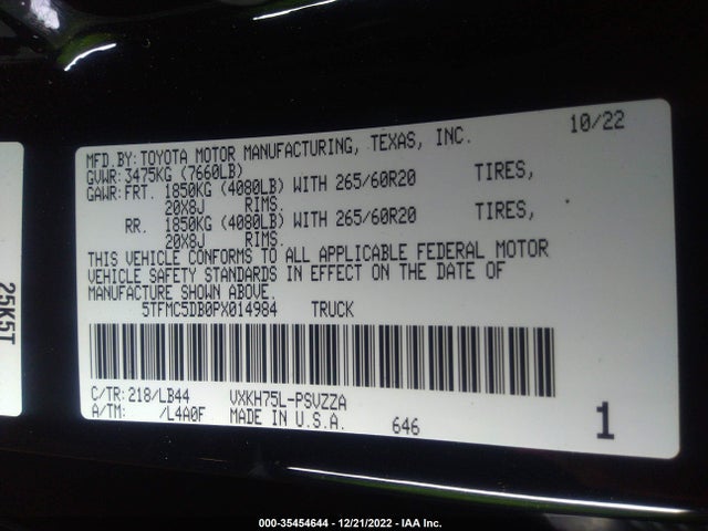 2023 Toyota Tundra, VIN: 5TFMC5DB0PX014984