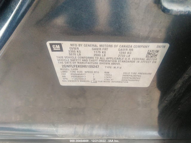 Chevrolet EQUINOX LT 2017 2GNFLFEK6H6109247 Image 9