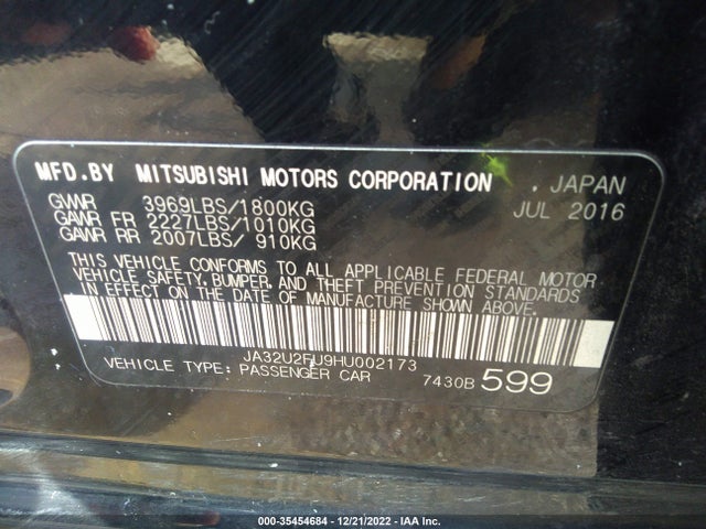 JA32U2FU9HU002173 Mitsubishi LANCER ES