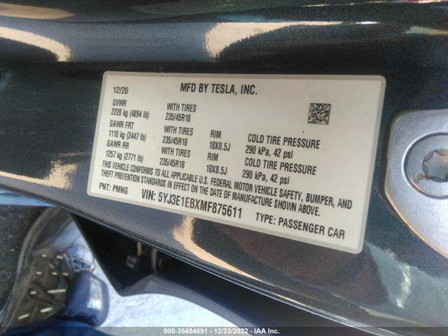 Tesla MODEL 3 2021 5YJ3E1EBXMF875611 Image 10
