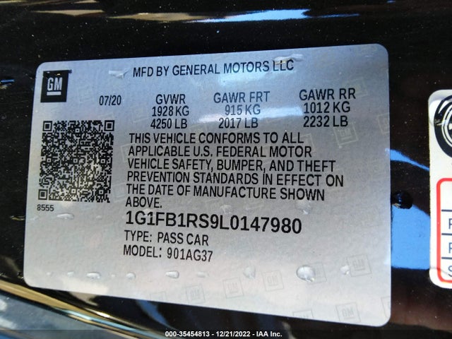 Chevrolet Camaro 1lt 2020 1G1FB1RS9L0147980 Image 9