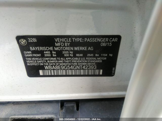 WBA8E9G54GNT42393 BMW 3 Series 328i