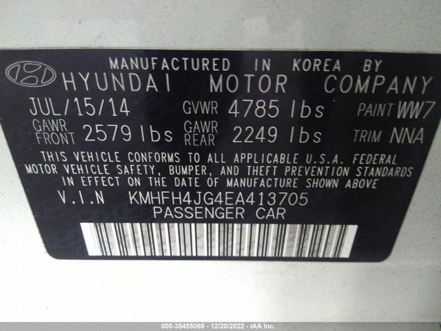 2014 Hyundai Azera, VIN: KMHFH4JG4EA413705