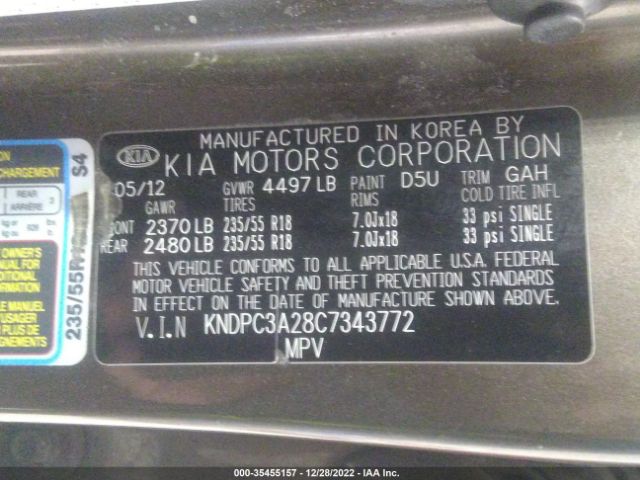 KNDPC3A28C7343772 KIA Sportage Ex