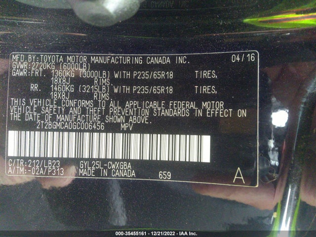 2T2BGMCA0GC006456 Lexus RX 450H