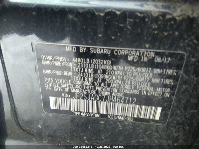 JF2SJAGC7JH464712 Subaru Forester Premium