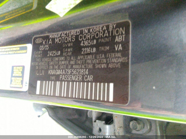 KIA Optima Lx 2015 KNAGM4A73F5621814 Image 9