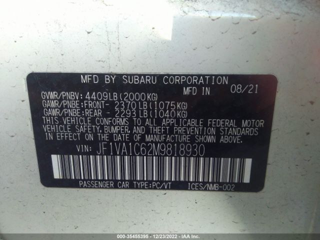 JF1VA1C62M9818930 Subaru Wrx Premium