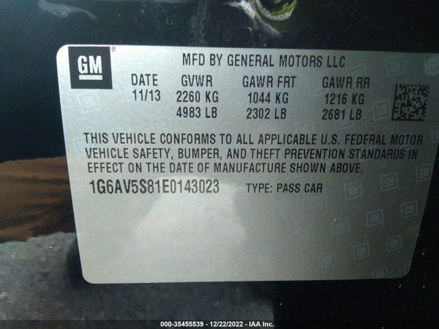 1G6AV5S81E0143023 Cadillac Cts Sedan Vsport Premium Rwd